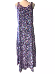 Vince Camuto Blue Floral Sleeveless V Neck Maxi Shift Dress Womens Medium NWT - Picture 1 of 6