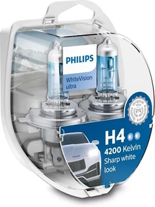 Box Of 2 Philips Bulbs H4 VisionPlus WhiteVision Ultra Headlight 4.200K - Picture 1 of 6