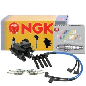 NGK DIS Ignition Coil Wires and 4 Laser Platinum Spark Plugs Kit For Subaru H4 - Picture 1 of 1