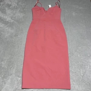 JILL Jill Stuart Dress Womens 0 Sleeveless Sweetheart Fitted VNeck Midi In Rose - Picture 1 of 9