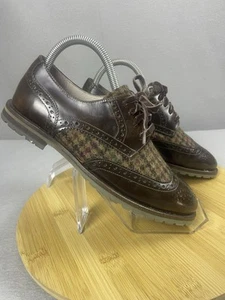 Johnston & Murphy Wingtip Brogues 7M Leather Tweed Oxford Shoes Brown Velvet - Picture 1 of 16