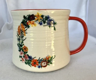 Taza Anthropologie Nathalie Lete Monograma Inicial C Floral Pájaros Burro Rojo Boho Foto 1 de 4