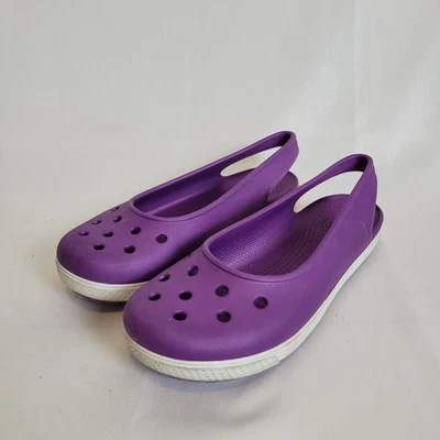 Zapatos Crocs Para Mujer Talla 6 Mary Janes Púrpura Sin Cordones Cómodos Cordones Playa Foto 1 de 4