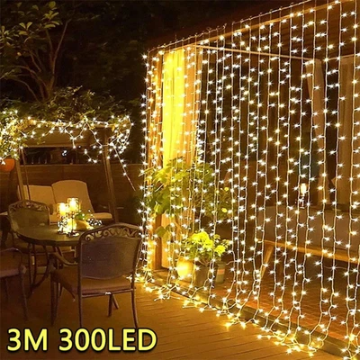 3M LED Curtain String Lights Fairy USB 8 Modes Garland for Christmas Wedding - Image 1 of 4