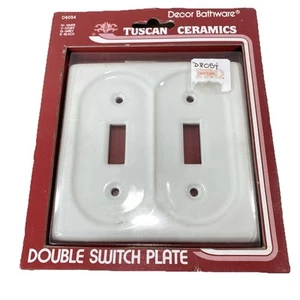 Decor Bathware Tuscan White Ceramic Double Switch Plate Light Switch Cover NIB - Picture 1 of 10
