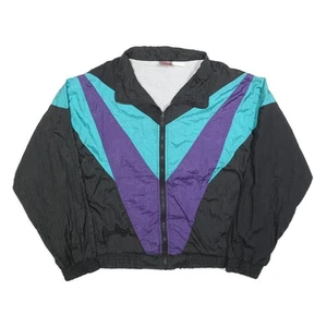 ATHLETIC WORKS Mens Black & Teal & Purple Vintage Zip Jacket XL Polyester Blend - Picture 1 of 6