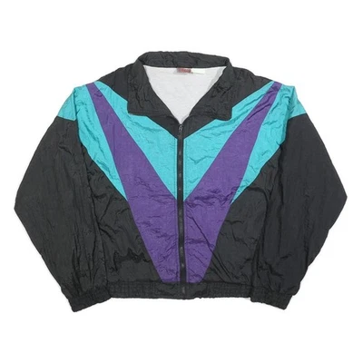 ATHLETIC WORKS Mens Black & Teal & Purple Vintage Zip Jacket XL Polyester Blend - Image 1 of 4