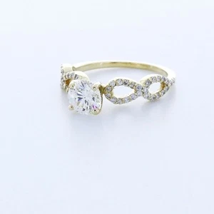 1.4CT Lab-Created Diamond D/VVS2 Round Cut 14K Gold Prong Twist-Band Accent Ring - Picture 1 of 3