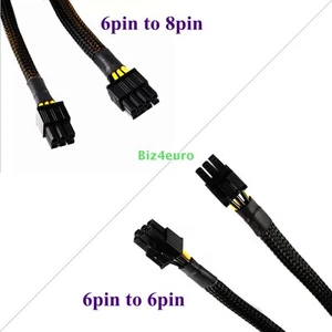 6pin to 6pin/ 8pin Pcie GPU Video Card Cable For Asus G20 ROG Power Supply 34cm - Afbeelding 1 van 6