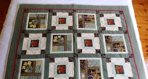 Patchwork Quilt Handmade Throw Blanket 140 X 110 cm - Autumn colours - good - Picture 1 of 9