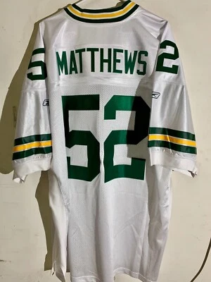 Camiseta Reebok Auténtica NFL Green Bay Packers Arcilla Matthews Blanca talla 48 Foto 1 de 2