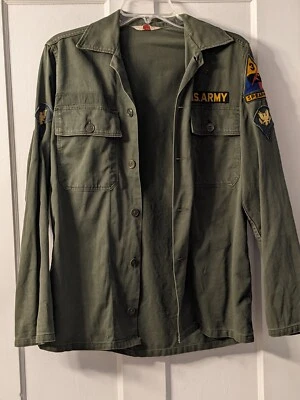 Vintage 1960's Military Shirt With Patches, Size Small.BVD Brand.The Hayes Co. - Image 1 of 4