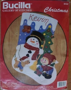Kit de medias de fieltro navideño Bucilla 33187 Frosty & Friends 15"" personalizar nuevo - Imagen 1 de 5