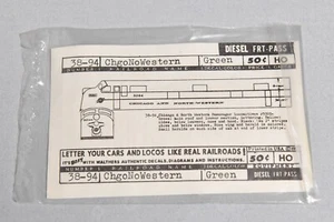 WALTHERS TRAIN DECALS HO GAUGE CHICAGO NORTH WESTERN 38-94 GREEN #3 - Picture 1 of 2