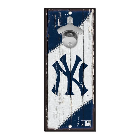 New York Yankees 5"x11" Bottle Opener Wood Sign [NEW] MLB Wall Plaque Mount Bar Cover