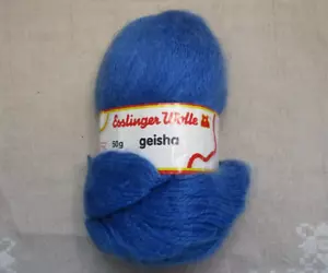 Vintage Esslinger Wolle Geisha, blau, 50g, 350m, 85% Acryl, 15% Mohair - Bild 1 von 8