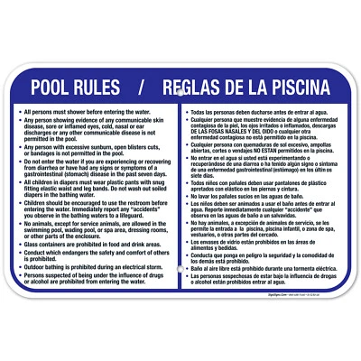Letrero de reglas de piscina, bilingüe inglés español, Foto 1 de 4