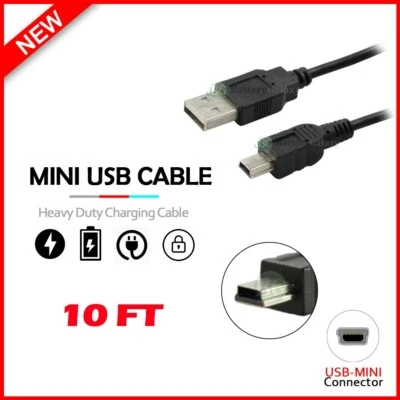 10FT USB 2.0 Certified 480Mbps Type A Male to Mini-B/5-Pin Male Cable - Image 1 of 4