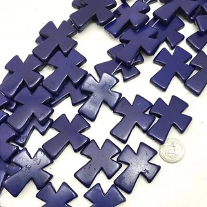Large Cross Bead Howlite Turquoise 50mm Purple Black White Orange Sold by pcs - Picture 1 of 40