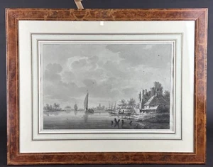 Original Antique Dutch riverlandscape Sign Nicolaas Wicart 1748-1815 Deyl Yssel - Picture 1 of 8