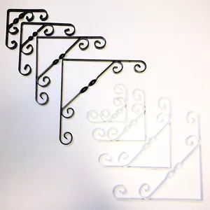 Ornamental Scroll Shelf - Hanging Basket Brackets -No.244 Black & White - Picture 1 of 1