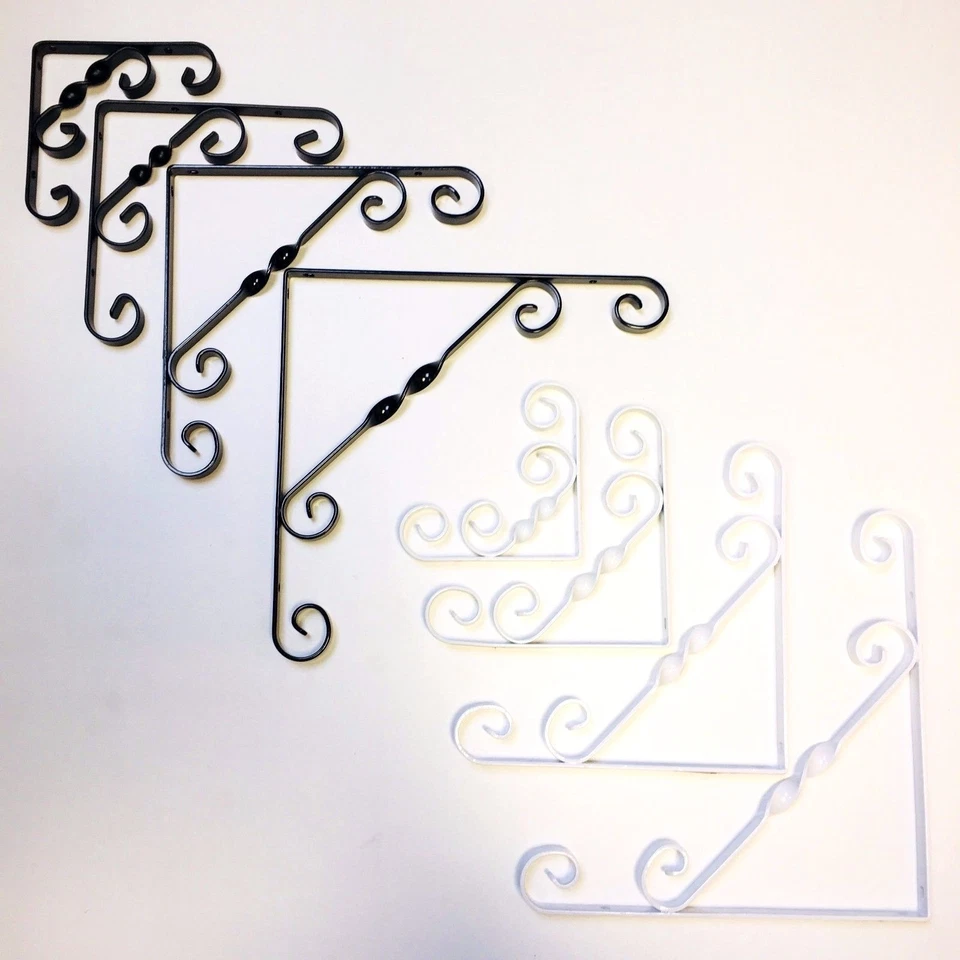 Ornamental Scroll Shelf - Hanging Basket Brackets -No.244 Black & White - Image 1 of 1