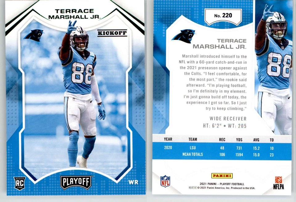 Terrace Marshall Jr. 2021 Playoff Kickoff #220 LSU Panthers Raiders RC Rookie - Image 1 of 1