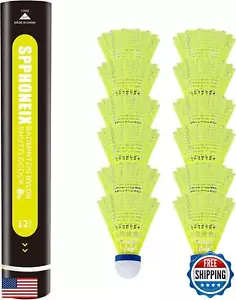 SPPHONEIX 12-Pack Nylon Yellow Badminton Shuttlecocks with High Durability Hi - Picture 1 of 5