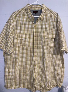 Wolverine Men's Size XXL Tall Yellow Plaid Vented Short Sleeve Button Up Shirt - Picture 1 of 5