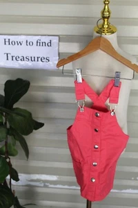K0 16) SIZE 1 OLLIE'S PLACE PINK OVERALL PINAFORE DUNGAREE DRESS - Picture 1 of 4