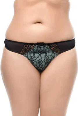 Ann Summers Negro y Verde Menta Tanga Bragas Tanga Bragas Encaje Darla Foto 1 de 3
