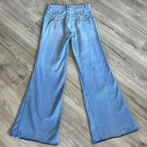 70s Vintage Brittania Star Patch Backside Bell Bottom Jeans 27 x 30 - Picture 1 of 7