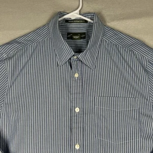 Eddie Bauer Striped Button Up Slim Fit Mens L Blue Wrinkle Resistant Dress Shirt - Picture 1 of 10