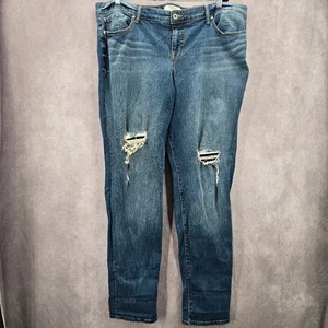 029. Torrid Denim Blue Distress Straight Tapered Denim Pants Jeans 24XT - Picture 1 of 6