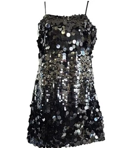 Crystal Sky Kleid Damen kleine Pailletten Mini Silber Glam Fee Party Event Neu - Bild 1 von 10