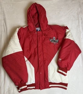 Vintage 90s LOGO 7 RED WHITE INDIANA HOOSIERS PUFFER JACKET SZ XL RARE NCAA - Bild 1 von 14