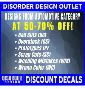 DISCOUNT DECALS [AUTOMOTIVE] BAD CUTS/MISTAKES/SCRAP CUTS-VARIOUS SIZES/COLORS - Picture 1 of 72