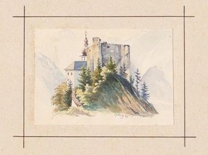 Schloss Klaus Pyhrnbahn Austria Aquarell Watercolor Drawing W. Leifer 1846 - Picture 1 of 1