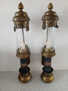 Pair Of GWR Great Western Railway Brass Carriage Wall Candle Lamps Early 20th C - Picture 1 of 9