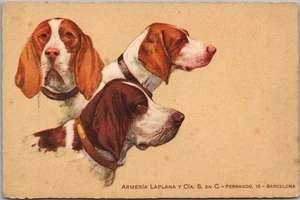 Postal vintage ESPAÑA raza perro perros perros "ARMERIA LAPLANA" Barcelona / sin usar - Imagen 1 de 2