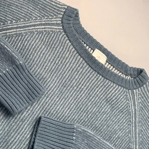 ELEVENTY Mens Knit Sweater Crewneck Blue Ribbed Stretch 100% Wool See Size Info - Bild 1 von 19