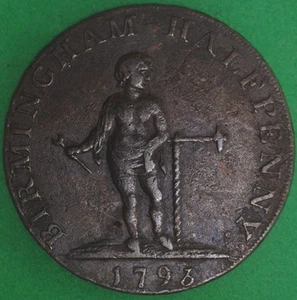 1793 Birmingham Halfpenny Sehr schöne Details Conder Medaille - Bild 1 von 2