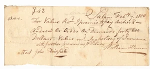 DOCUMENTO DE INGRESOS EN RELIEVE DE EE. UU. RM 110 EN PROM. NOTA PARA INS. POLÍTICA-2/4/1800 - Imagen 1 de 3