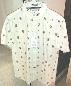 Denim & Flower Ricky Singh Mens Shirt Sz M Santa Christmas Novelty Hawaiian  - Picture 1 of 4