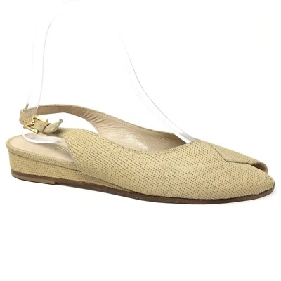 NEW Bruno Magli Sandals Shoes Womens Size 6 C Wide Beige Leather Slingback - Image 1 of 4