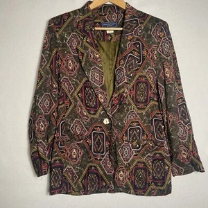 Giacca blazer Norton McNaughton vintage anni 90 Paisley 6 Petite Burgandy Hunter Granny - Foto 1 di 12