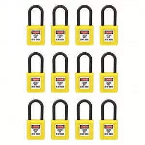 12-MASTER LOCK Lockout Padlock: Keyed Alike, Thermoplastic, Size E10 - Picture 1 of 2