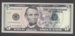 $5 FEDERAL RESERVE NOTE 2013, SAN FRANCISCO (ML28810312K), UNC - Picture 1 of 2
