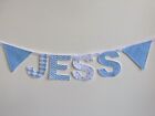 Personalised Boys Fabric Bunting Baby Name Light Blue Nursery 2.30 PER LETTER