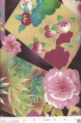 Tela de edredón Silk Road flor grande PÚRPURA - cuarto de grasa Foto 1 de 3